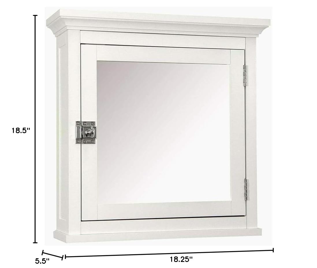 White MDF Wall Mount Medicine Cabinet - 18.5
