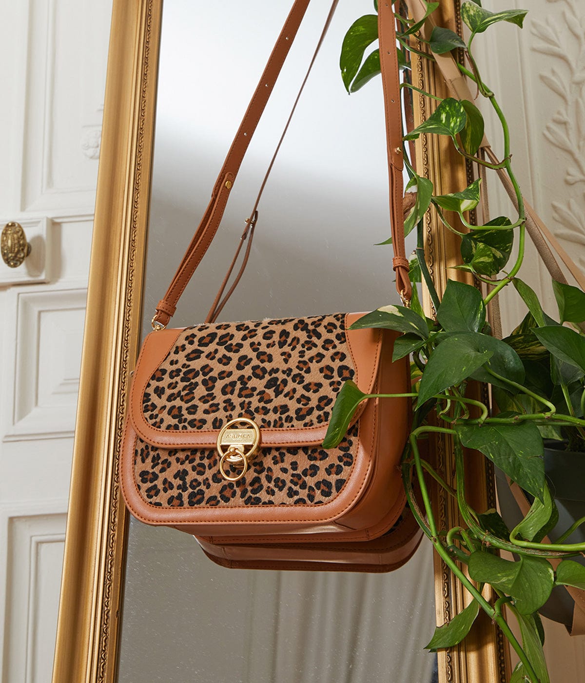 Vegan Leather Crossbody Bag for Women | Marilyn Amazon Apple Skin Faux Leather Purse | Leopard Print Handbag for Casual Outings, Shopping & Travel