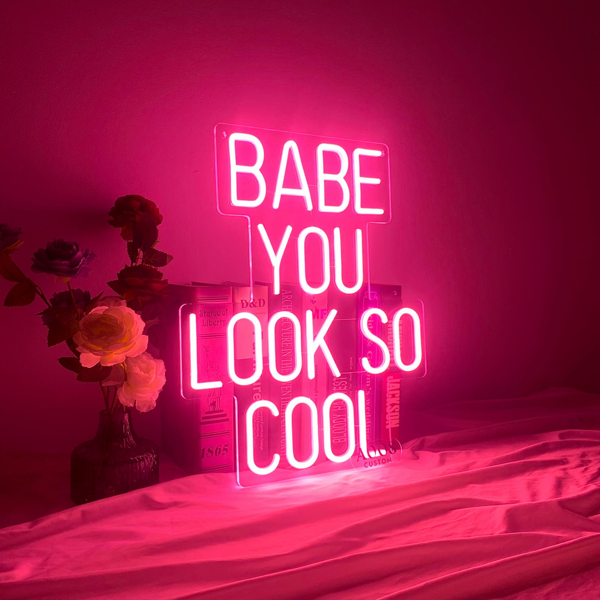 Babe You Look So Cool Neon Sign - Custom LED Wall Art for Bedroom, Living Room, Wedding & Party Decor - Aesthetic Home Lighting for Bathroom, Kitchen & Dorm Room