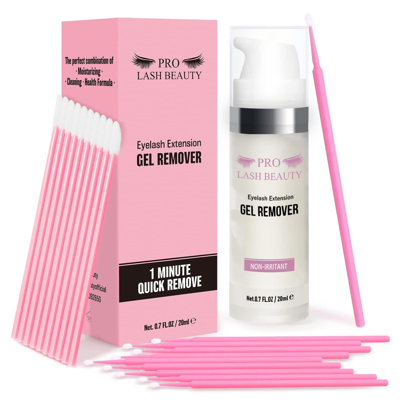 Professional Eyelash Extension Remover Gel - 20ml Fast-Acting Lash Adhesive Dissolver, Gentle & Fragrance-Free Formula with Applicator Brushes, No Irritation, Works in Under 60 Seconds | Perfect for Salon Professionals & At-Home Lash Care