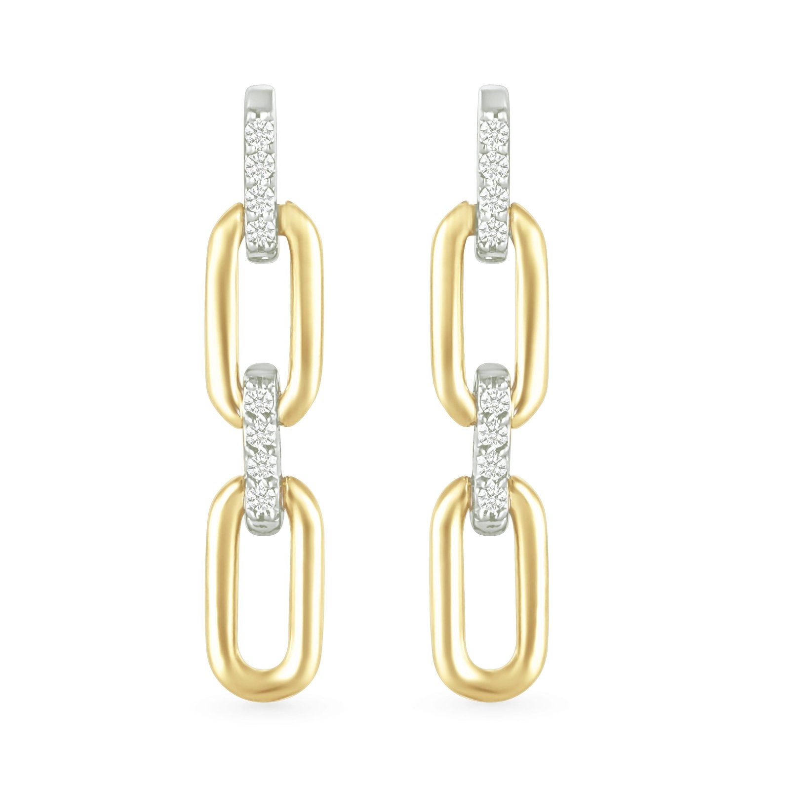 10k Yellow Gold Double Dangle Paperclip Stud Earrings - Minimalist Elegance for Everyday Wear & Special Occasions