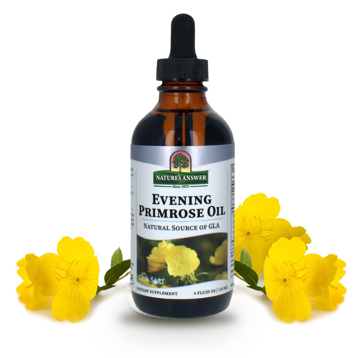 Nature's Answer Liquid Evening Primrose Oil 4oz - Cold Pressed Organic Essential Oil for Hair, Skin & Nail Care - Natural Moisturizer for Rosacea, Psoriasis & Eczema Relief - Perfect for Daily Skincare Routine & Aromatherapy Use