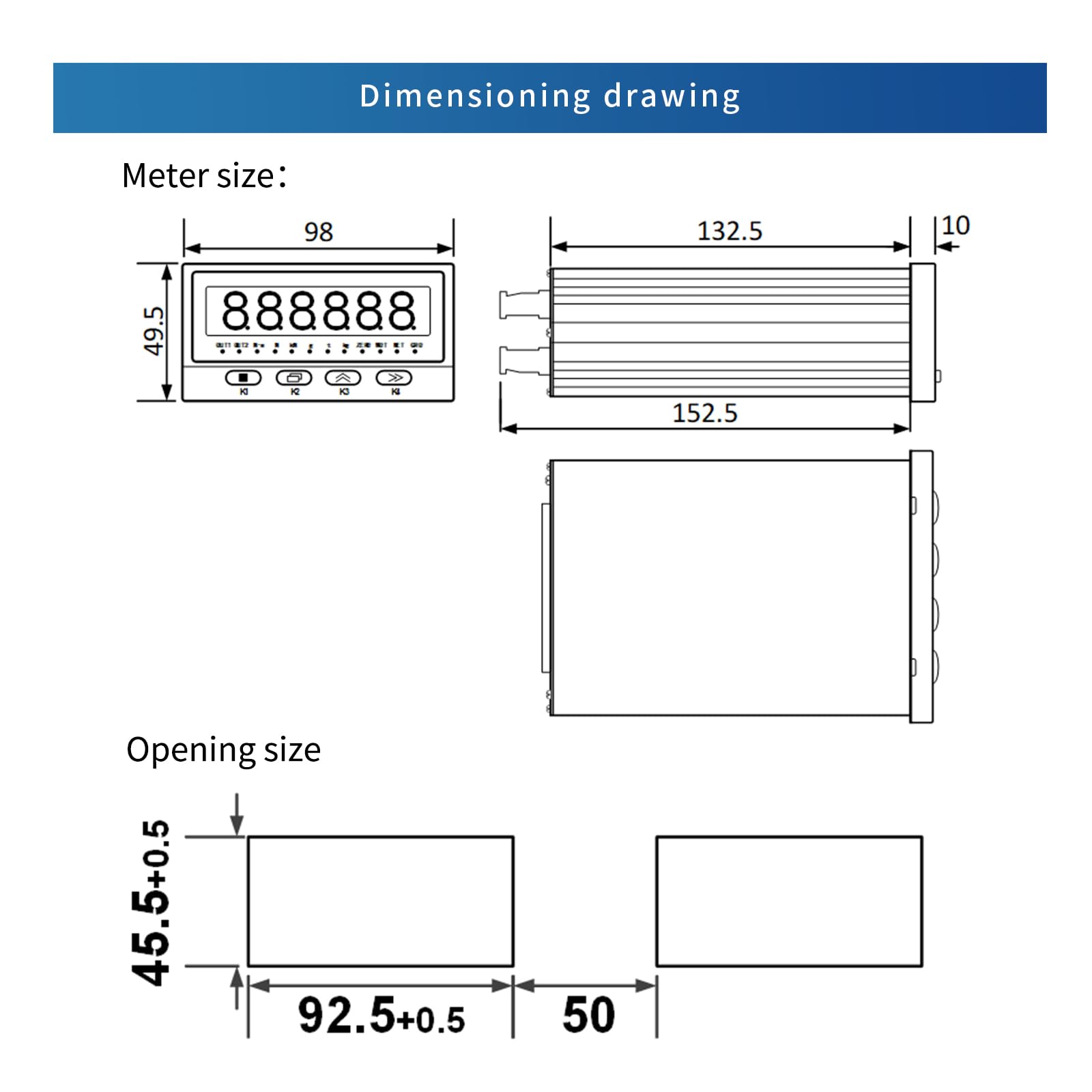 QL-HB5-C Load Cell Indicator Display - High Precision Weighing Transducer & Batching Transmitter - AC 100-240V, IP65 Rated, RS485 & 4-20mA Output - Ideal for Industrial Scales, Batching Systems, and Process Control Applications