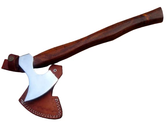 Premium Handmade High Carbon Steel Forged Axe with Leather Sheath - BREBEARD Style Custom Outdoor Tool for Camping, Bushcraft & Wood Chopping