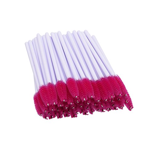 50 Piece Disposable Eyelash Extension Brushes - Pink Mascara Wands & Applicators for Professional Lash Extensions & DIY Makeup