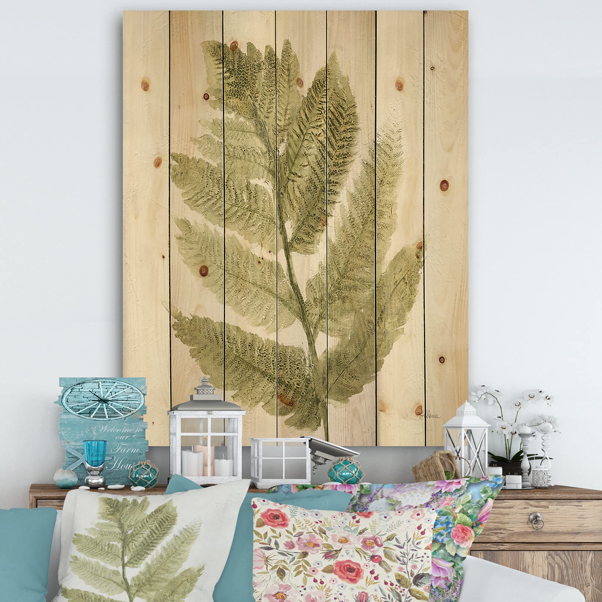 DesignQ Simple Forest Farmhouse Wood Wall Decor - Green Floral Wood Wall Art, Large Pine Wood Wall Panels for Living Room, Bedroom & Home Decor | Rustic Nature Inspired Wall Hangings