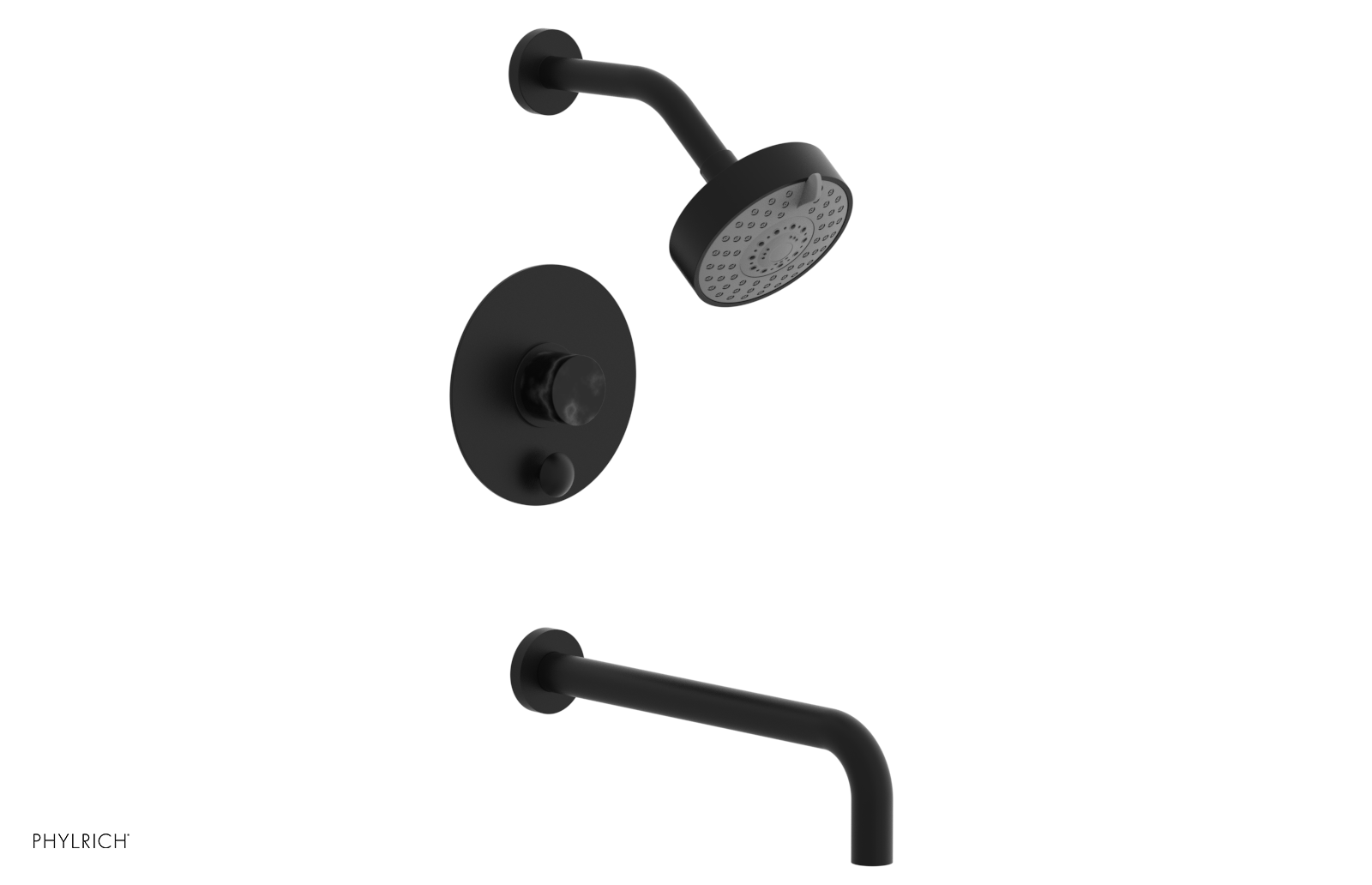 BASIC II 12 Pressure Balance Tub and Shower Set - Black Marble Finish, 230 28 12 - Perfect for Modern Bathroom Renovations & Spa-Like Showers