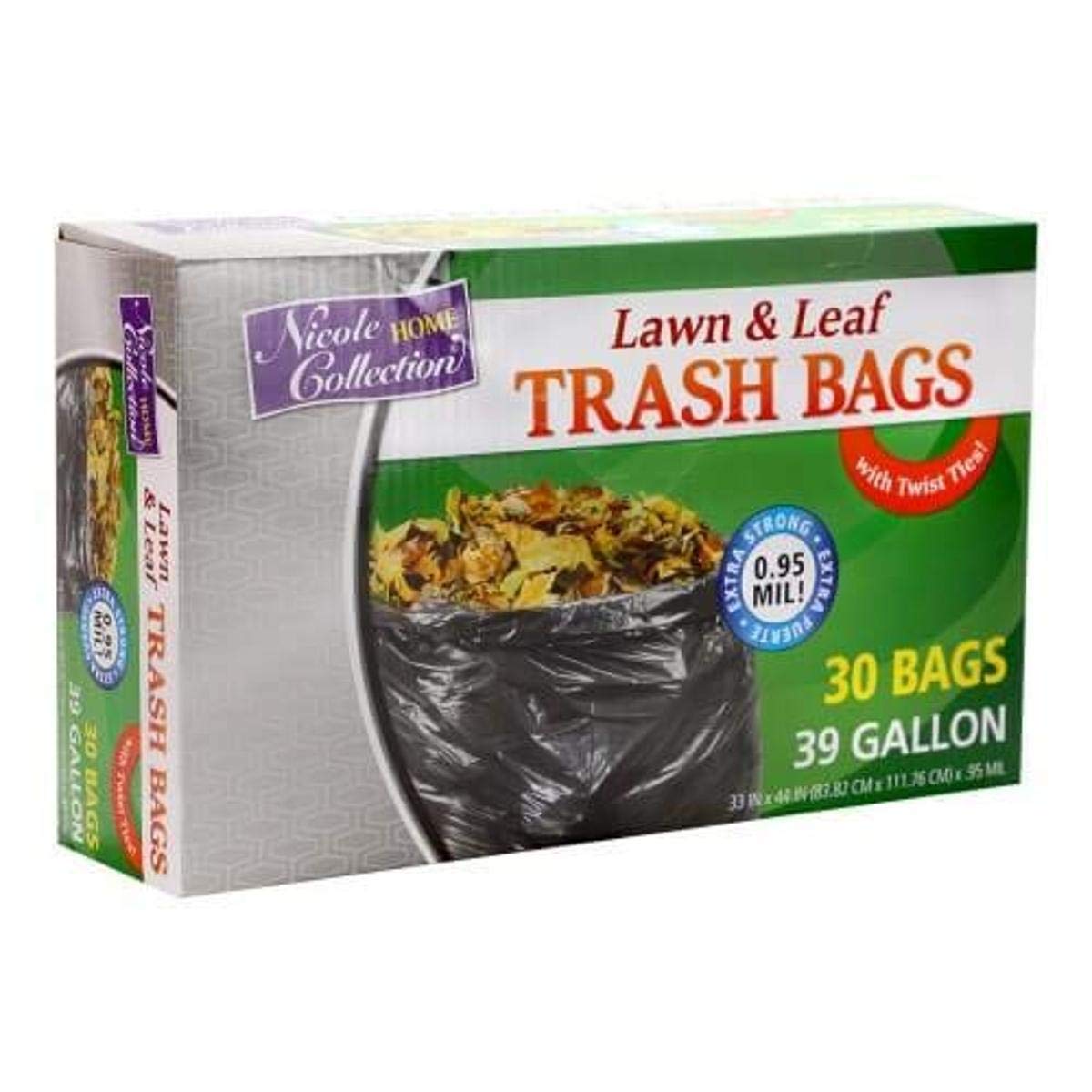 Heavy-Duty 39 Gallon Black Trash Bags - 30 Count Premium Plastic Lawn & Leaf Bags for Outdoor Cleanup, Yard Waste, and Home Garbage Disposal