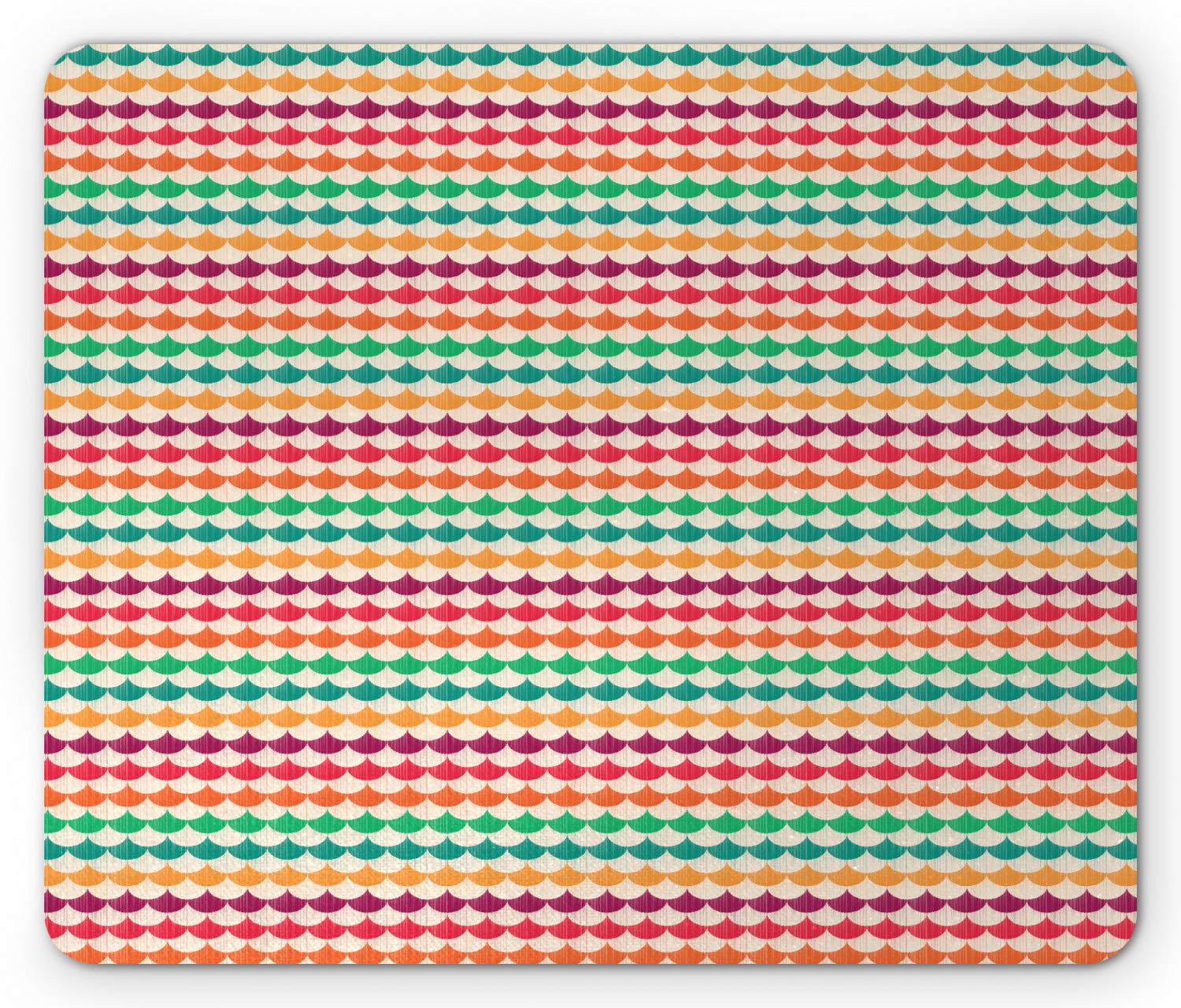 Ambesonne Non-Slip Rubber Mouse Pad with Fish Scale Waves & Vivid Vertical Stripes - Contemporary Tile Design Rectangle Mousepad for Office, Gaming & Computer Work (Standard Size, Multicolor)