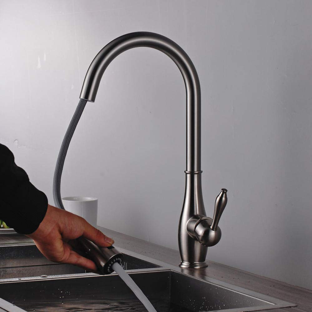 2-Way Pull Out Kitchen Faucet with Swivel Spout - Deck Mounted Mixer Tap for Sink - Perfect for Washing Dishes & Filling Pots