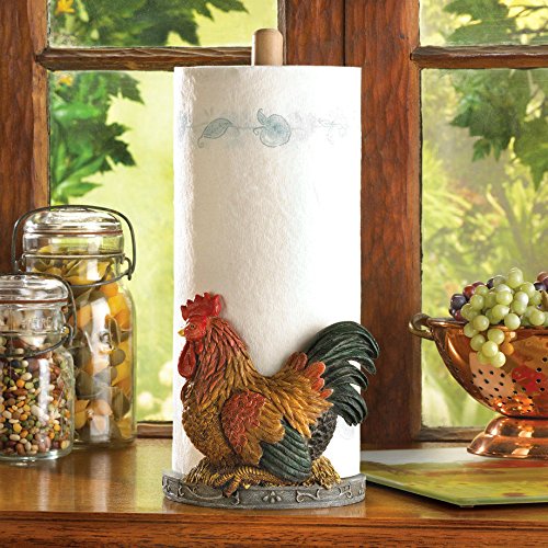 Rooster Paper Towel Holder - Rustic Kitchen Decor for Farmhouse Style