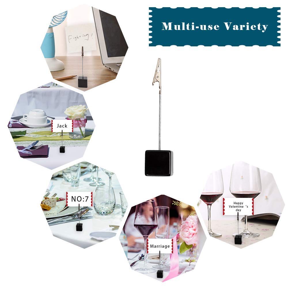 20pcs Black Table Number Holders - Elegant Name Place Card Stands, Memo Clips & Menu Holders for Weddings, Parties & Restaurants (Perfect for Seating Cards, Photos & Notes)