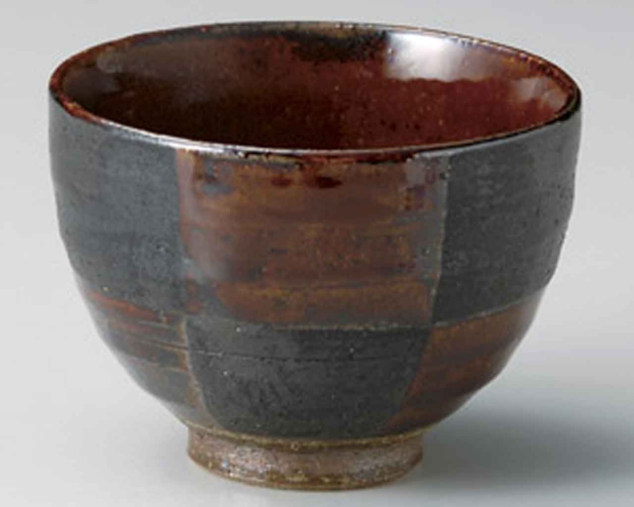 Premium 4.4-inch Japanese Brown Ceramic Ramen Bowl - Handcrafted Candy Glaze Ichimatsu Design - Authentic Made in Japan - Perfect for Noodles, Soup & Asian Cuisine