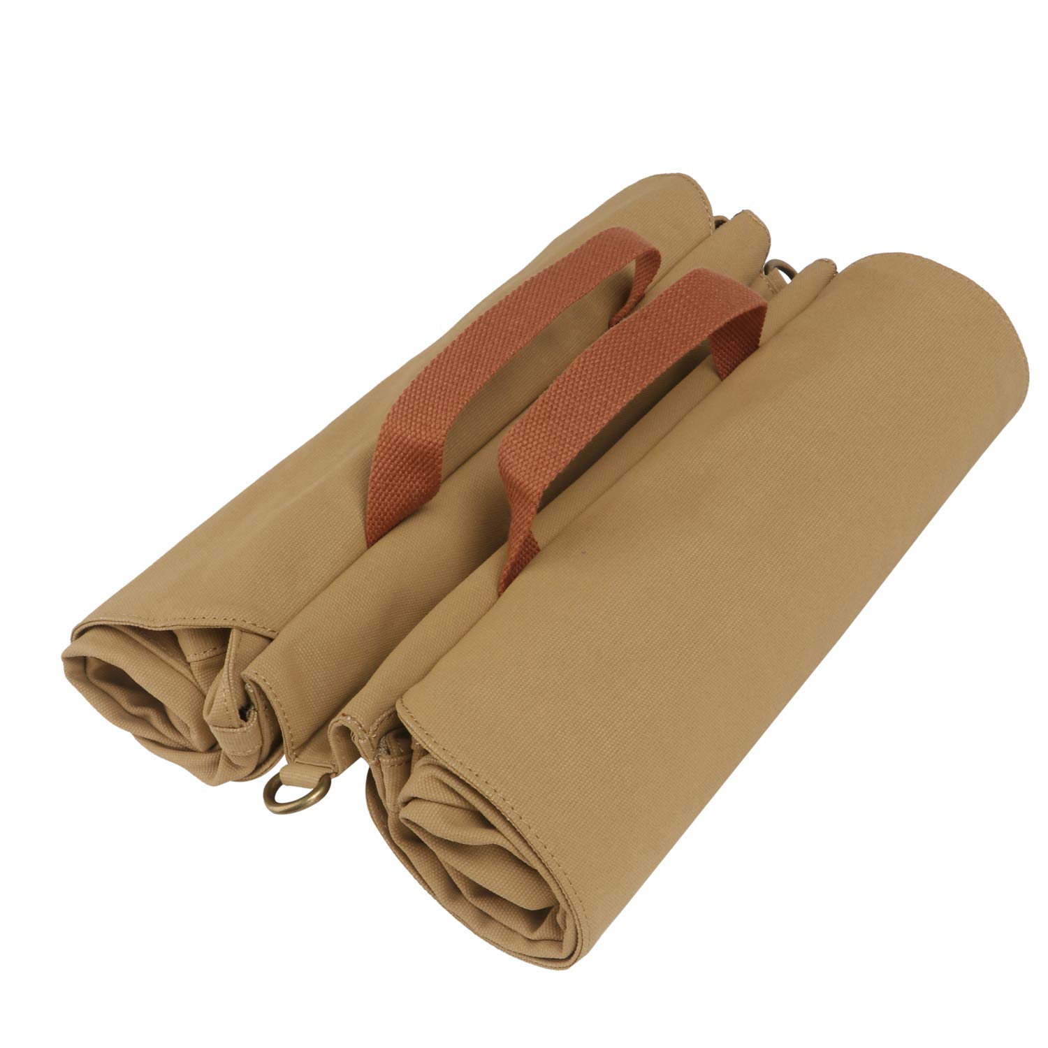 TOURBON Khaki Canvas Bicycle Pannier Saddle Bag - Waterproof Bike Rack Bag for Commuting, Touring & Outdoor Adventures - Fits Most Rear Bike Racks