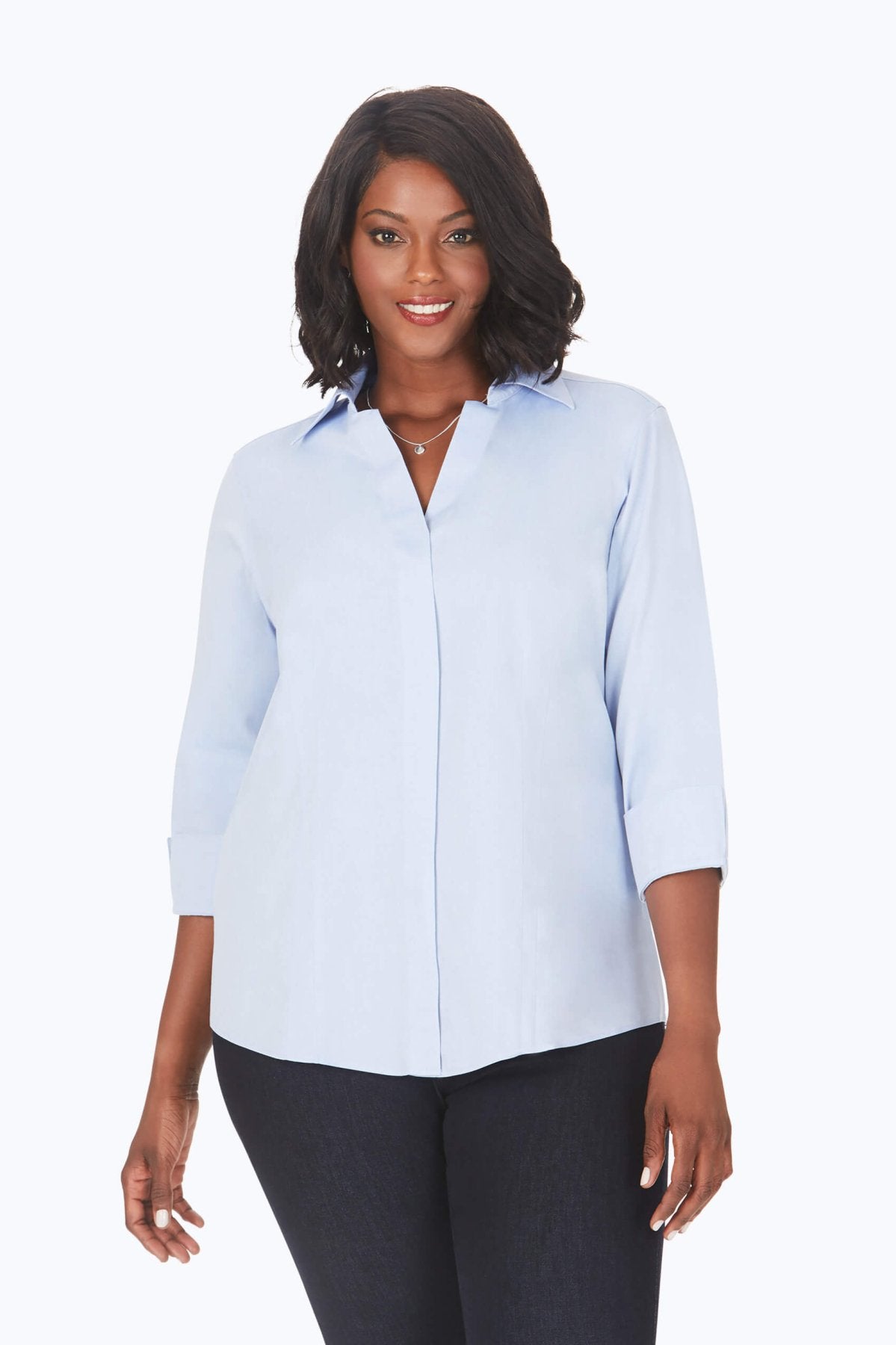Taylor Plus No Iron Pinpoint 3/4 Sleeve Dress Shirt for Men - Wrinkle-Free Business Casual & Office Wear
