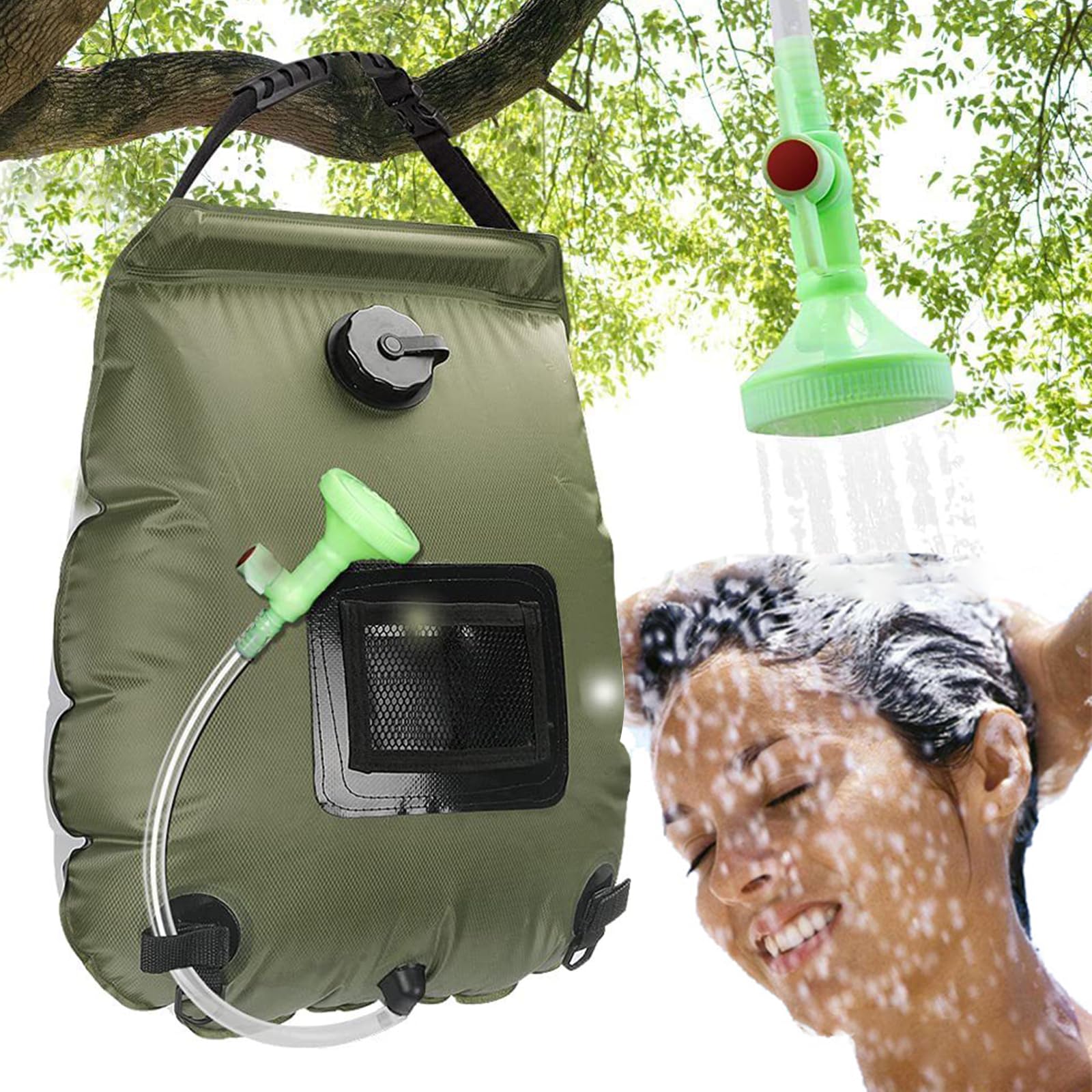 5 Gallon Solar Shower Bag - 20L Portable Camping Shower with Removable Hose & On/Off Switchable Shower Head - Perfect for Beach Swimming, Hiking, RV Trips and Outdoor Adventures - Lightweight Travel Shower for Campers & Backpackers