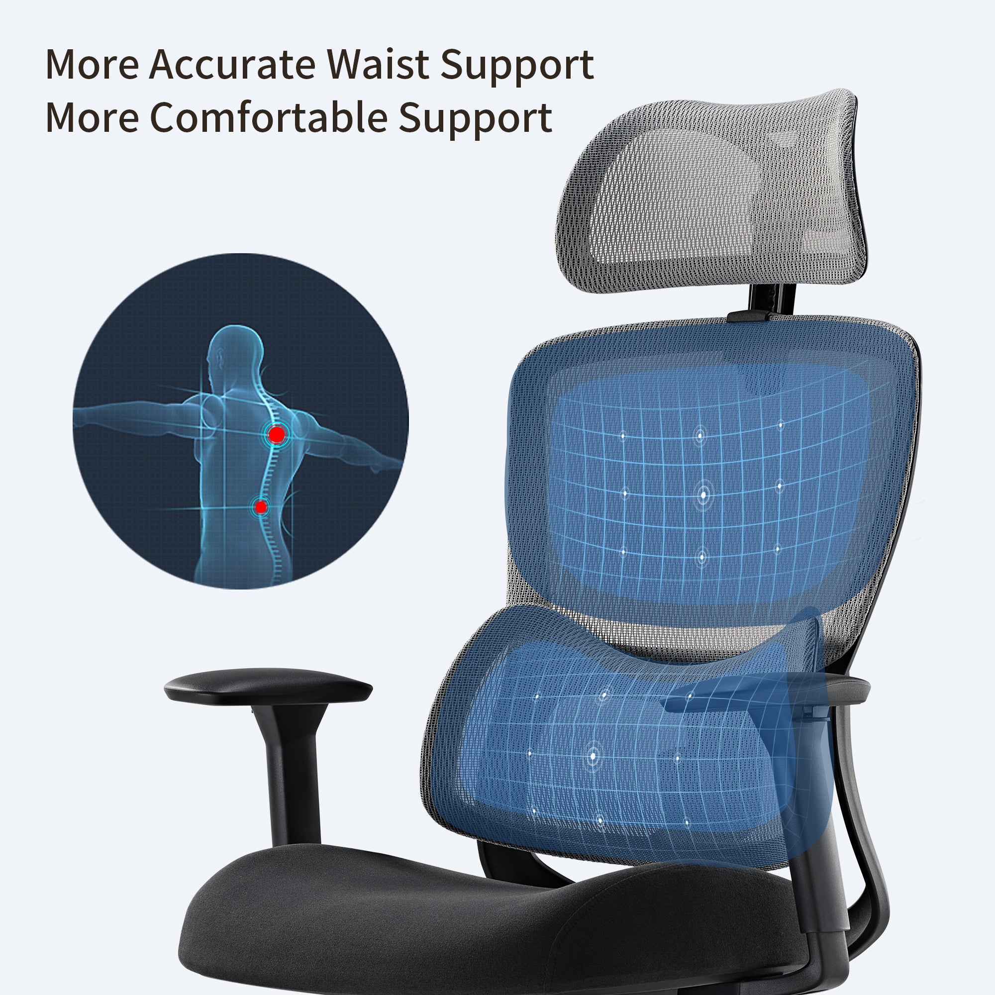 Ergonomic Office Chair with Adjustable Lumbar Support - Comfortable Desk Chair for Home & Office Workspaces - Perfect for Long Hours of Sitting, Gaming, and Remote Work