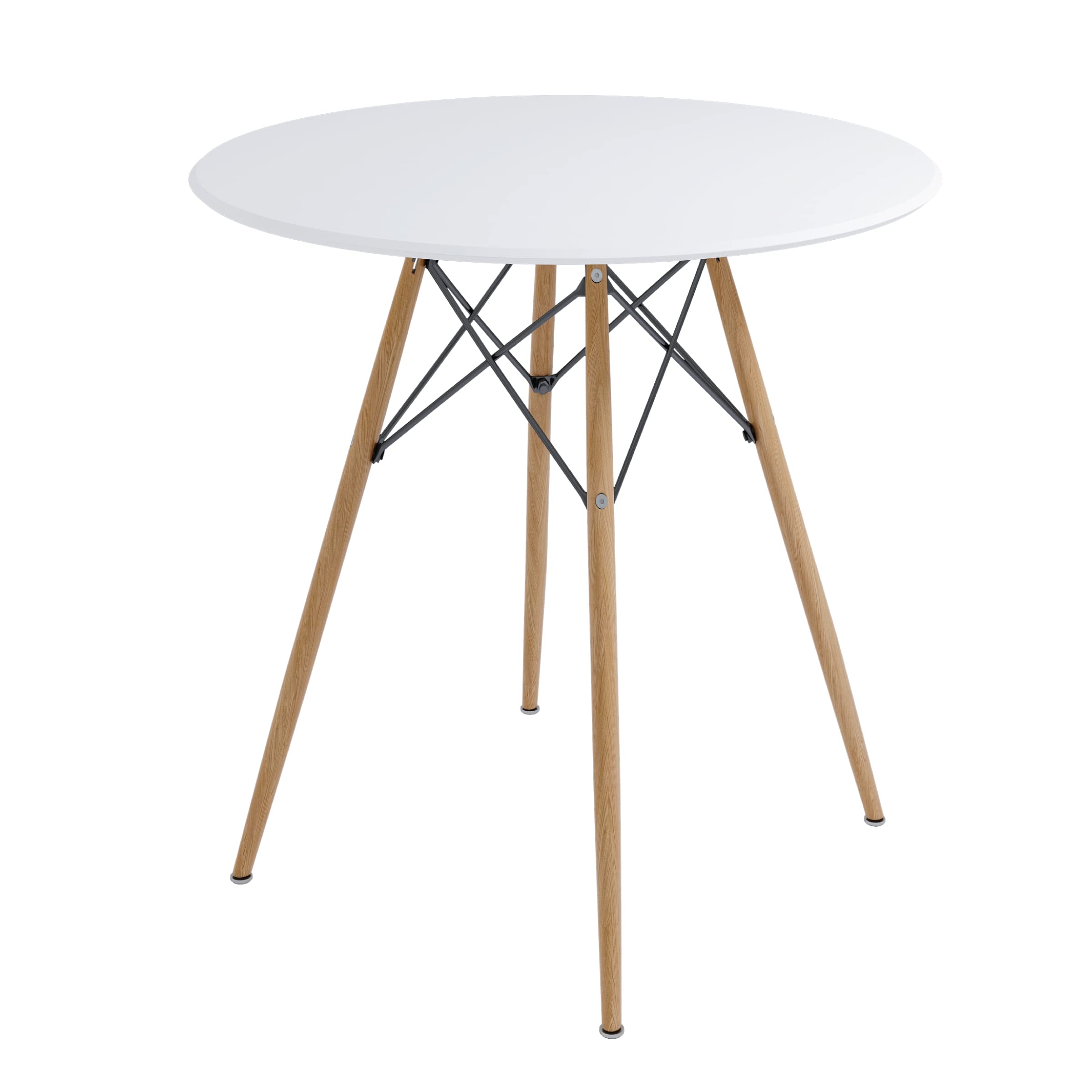 Milliard 31 Inch Round Dining Table - Small Mid-Century Modern Kitchen Table for 2-4 People, Solid Beech Wood Legs, White Finish (31