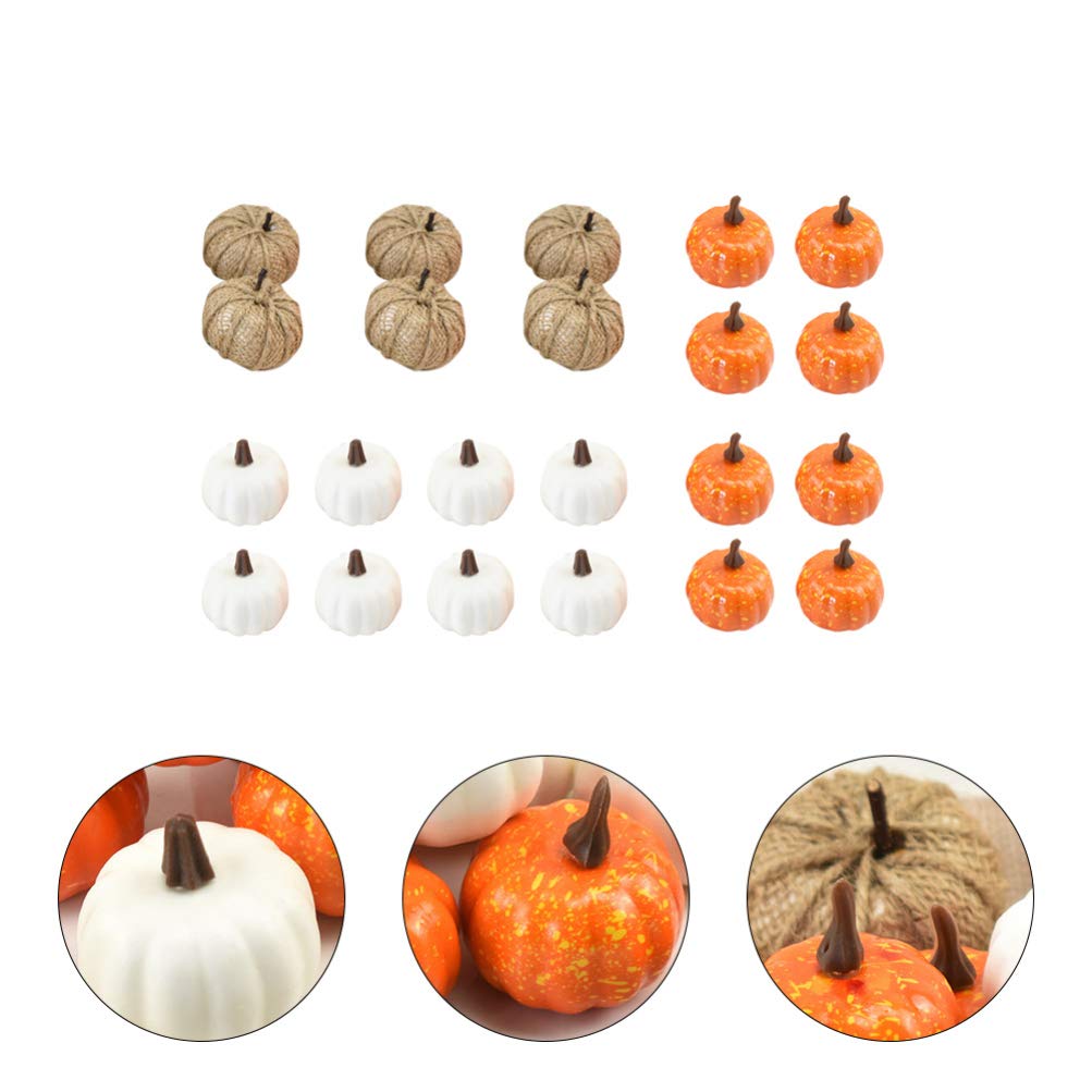 EXCEART 22Pcs Halloween Fake Pumpkins Decor - White Mini Artificial Pumpkin Decorations for Home, Party, Classroom & Kids Play - Durable Fall Harvest Simulation Pumpkins for Table Centerpiece, Mantel, Porch & Outdoor Decor