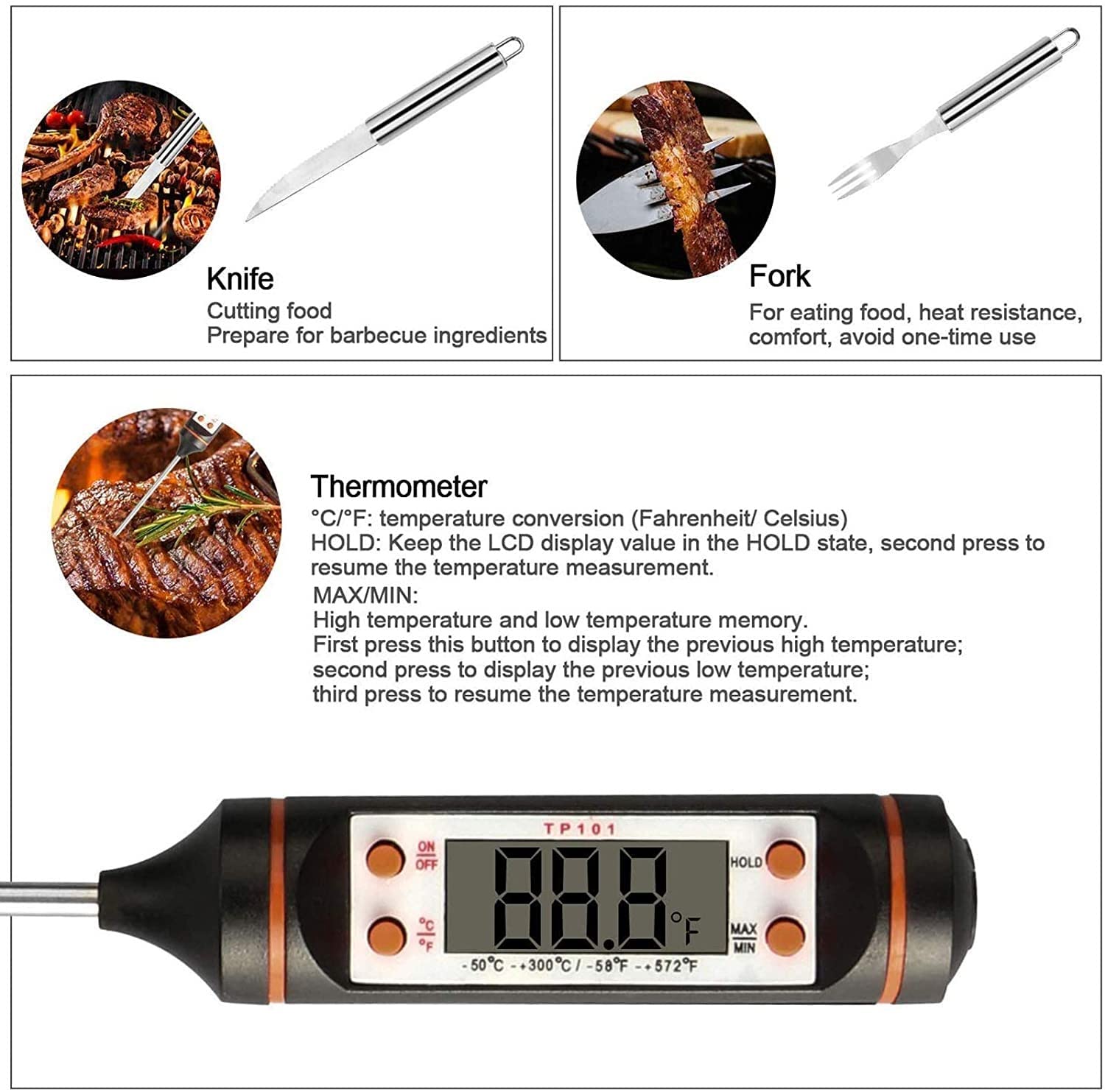 32PCS Stainless Steel BBQ Grill Tools Set with Aluminum Case & Meat Thermometer - Perfect for Camping, Backyard Grilling, Father's Day Gifts for Men - Durable Outdoor Cooking Accessories for Steak, Burgers & More