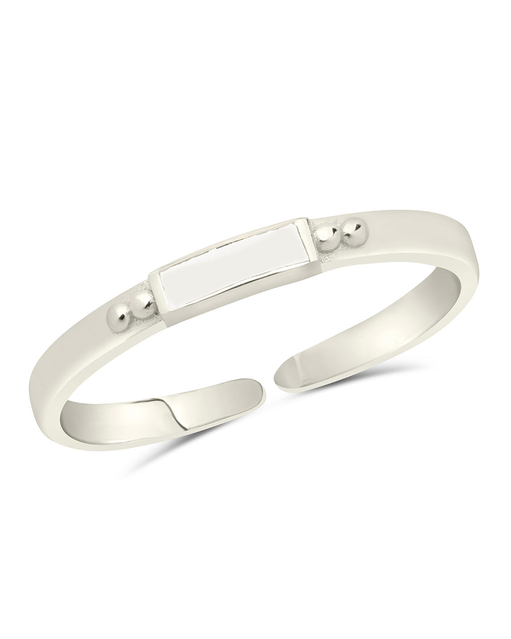 Sterling Silver Thin Enamel Open Signet Ring for Women - Elegant Minimalist Stackable Band, Dainty Adjustable Finger Ring - Perfect for Everyday Wear, Gifts & Special Occasions