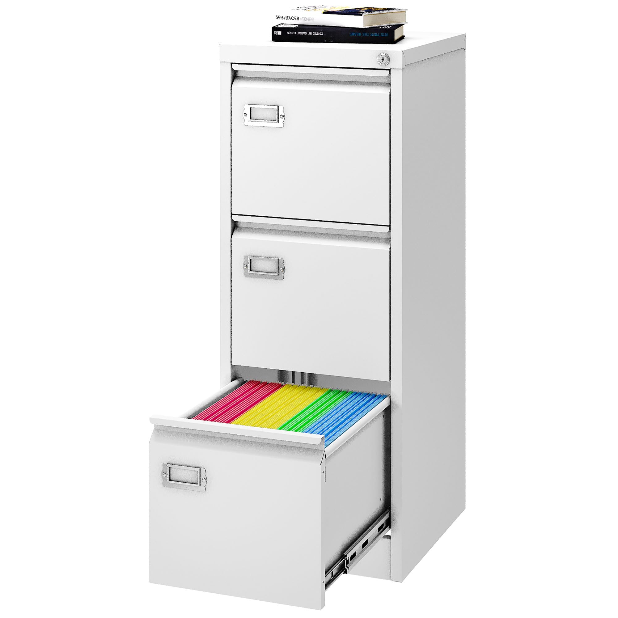 3 Drawer Metal File Cabinet with Lock - 18