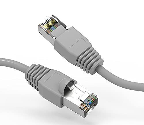 50ft Cat6A Shielded (SSTP) Ethernet Cable 26AWG - High Speed Gigabit LAN Network Patch Cable, RJ45 Connector, Booted Design, Gray (4 Pack) - Perfect for Home Office, Gaming, Server Rooms & Data Centers