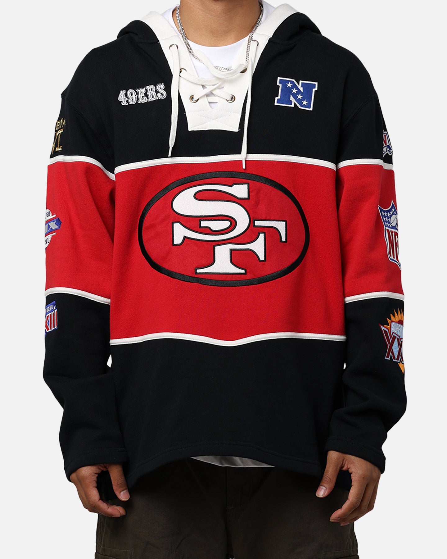 47 Brand San Francisco 49ers Super Bowl Gridiron Lacer Hoodie - Jet Black NFL Fan Apparel for Men & Women - Perfect for Game Day, Tailgating, and Football Season