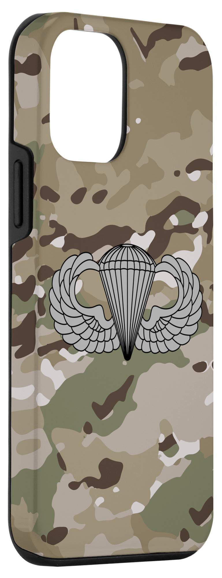iPhone 12 Mini Protective Case with Airborne Jump Wings & Multicam Camo Design - Durable Military Style Phone Cover for Outdoor Adventures, Tactical Enthusiasts & Parachuting Activities