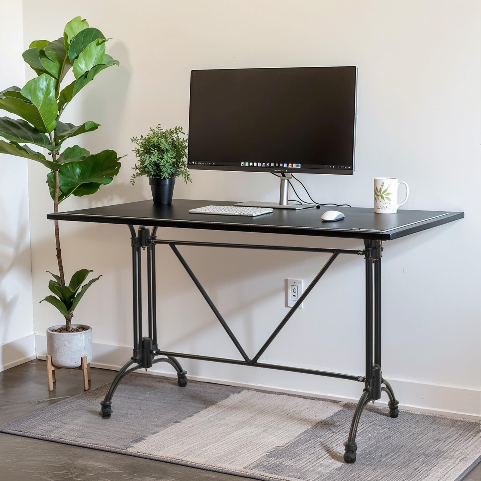 Sturdy Cast Aluminum Table Base with Cross Beam - Modern Minimalist Design 36.9