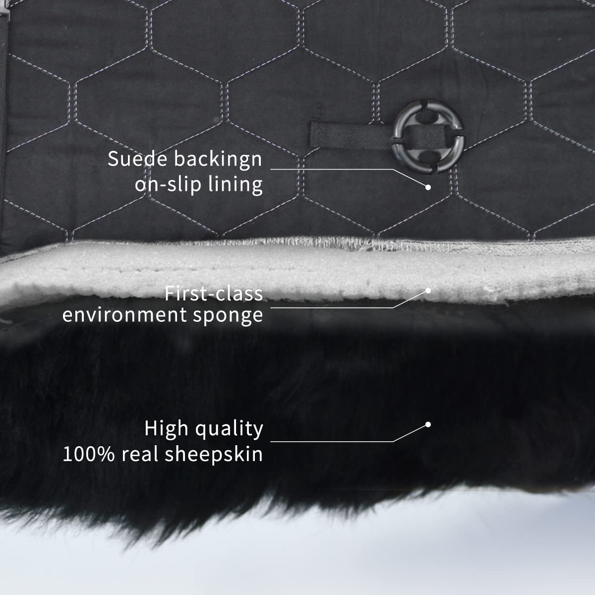 Genuine Sheepskin Car Seat Covers Pair - Long Wool Front Seat Protectors for SUV, Truck & Sedan | Airbag Safe, Universal Fit, Easy Installation | Winter Warmth & Luxury Driving Comfort (Black)