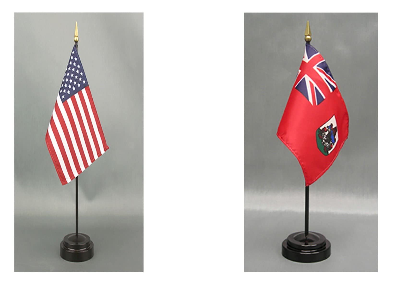 American Made Bermuda Desk Flag Set - 4x6 Inch Rayon Office Desk & Hand Waving Table Flags with 2 Stands (USA & Bermuda Flags) - Perfect for Office Decor, Patriotic Displays & International Events