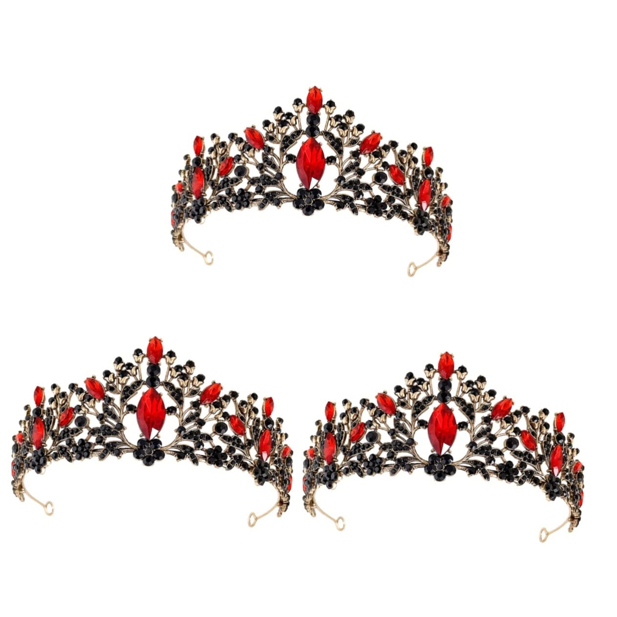 3pcs Rhinestone Crown Hair Accessories for Women - Elegant Bridal Tiara Set for Weddings, Prom, Korean Brides & Special Occasions - Zinc Alloy Headpiece for Girls & Women (Perfect for Bridal Shower, Pageant, Cosplay & Formal Events)