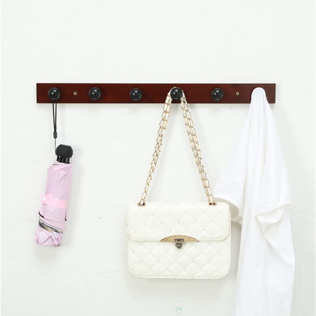 Sturdy Wooden Wall Mounted Coat Rack with 5 Hooks - Space Saving Entryway Organizer for Coats, Hats, Bags & Backpacks (Brown, 31 Inches) - Perfect for Hallway, Bedroom & Mudroom Storage