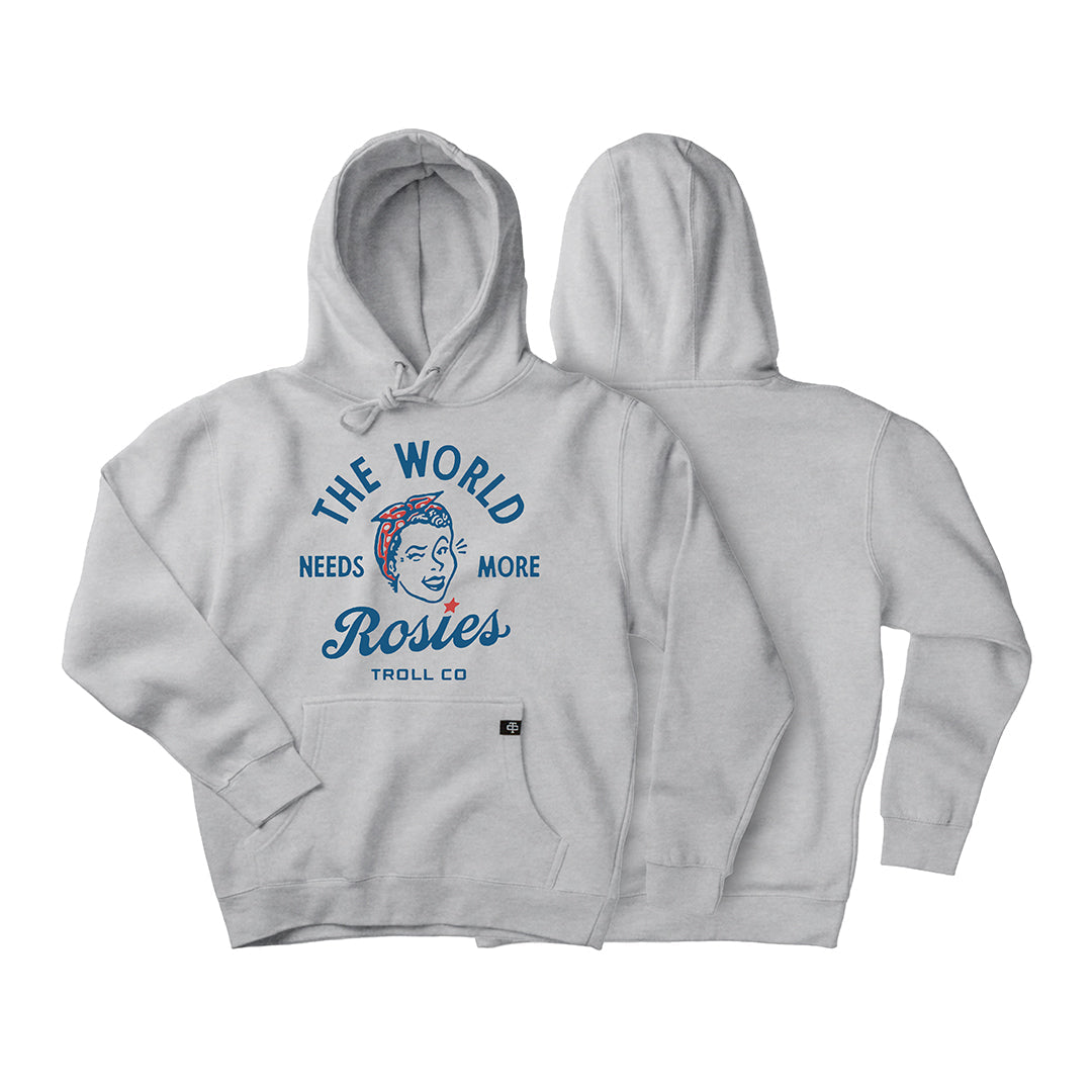 Vintage Rosie Hoodie for Women - Soft Heather Grey Pullover Sweatshirt | Casual Wear, Lounge, Street Style Fashion