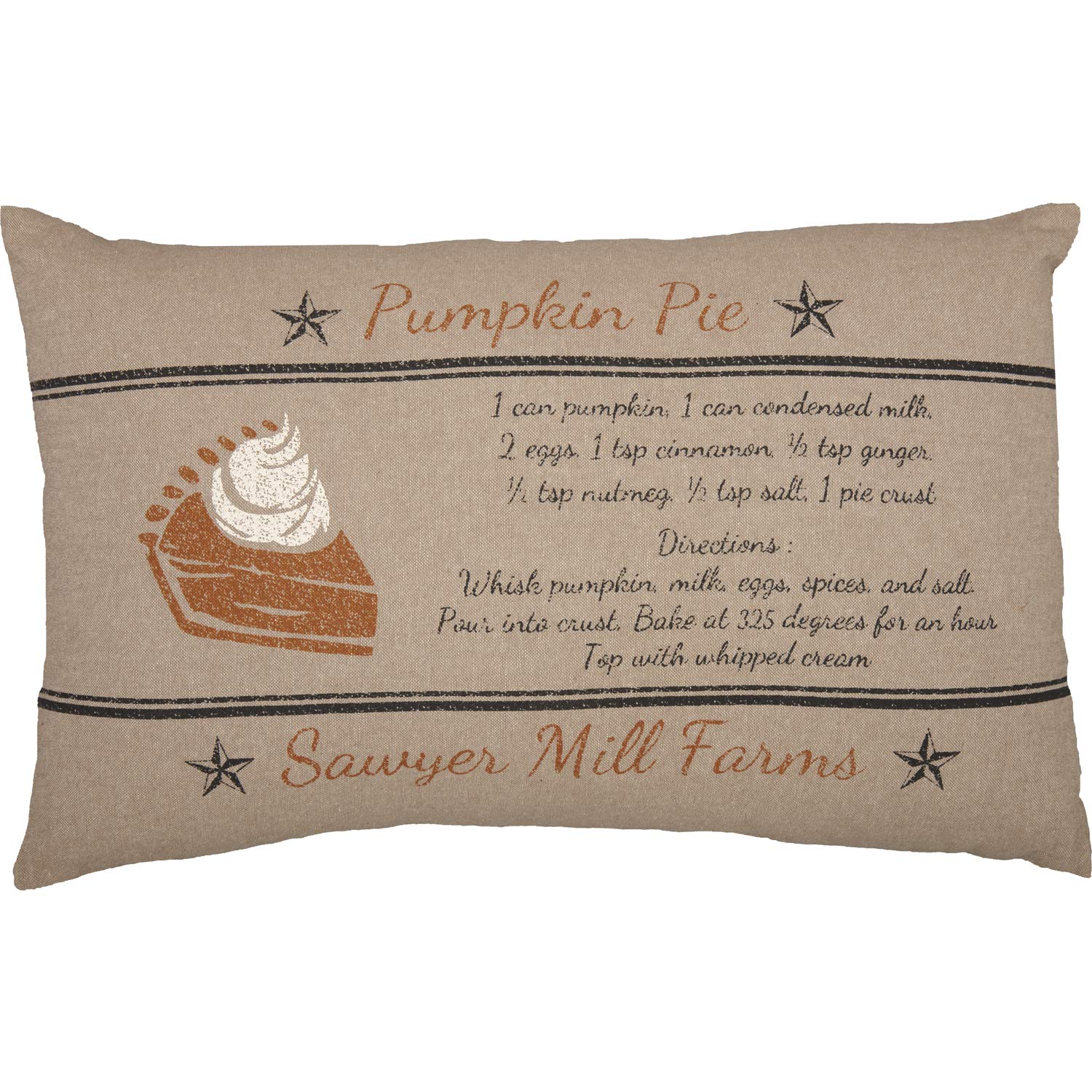 Sawyer Mill Charcoal Farmhouse Fall Holiday Decorative Pillow - 14x22 Inches, Pumpkin Pie Design, Cozy Home Decor for Living Room, Bedroom, and Seasonal Festivities