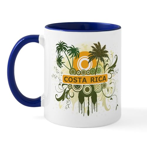 White/Navy Inside - Palm Tree Costa Rica Mug