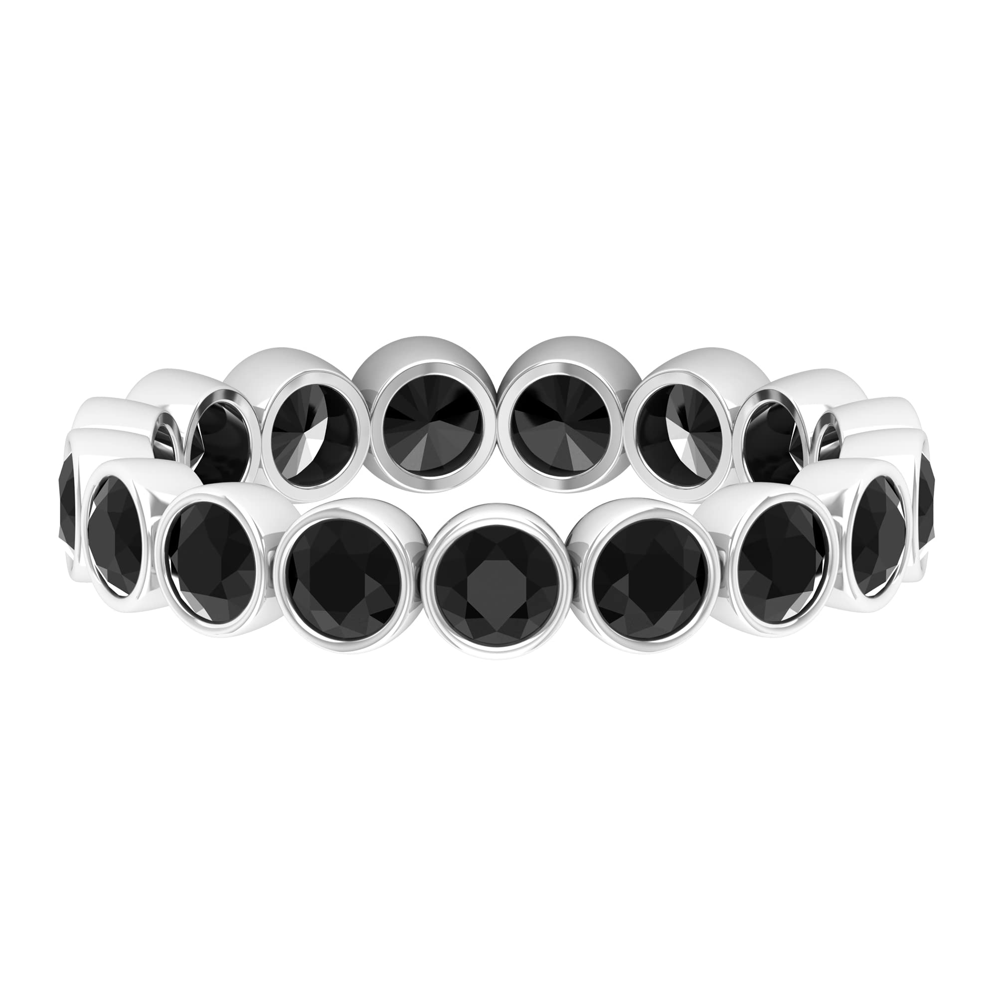 1.50 CT Black Onyx Eternity Ring for Women - 14K Solid Gold December Birthstone Band - Elegant Stackable Jewelry for Weddings, Anniversaries & Gifts