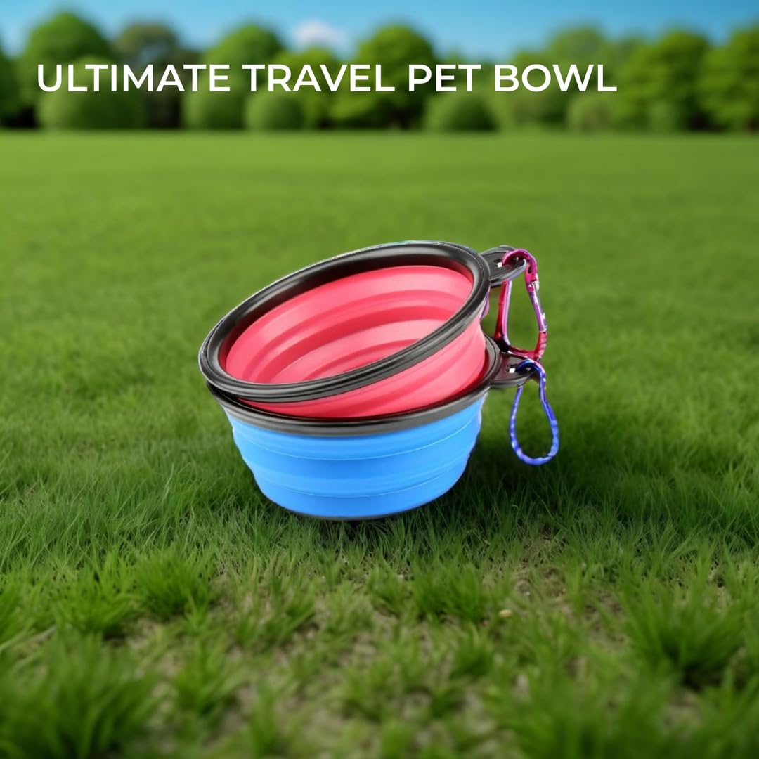 H&S 2 Pack Collapsible Silicone Travel Bowls for Dogs & Cats - Portable Pet Food & Water Dish for Hiking, Camping, Travel (Small) - Perfect for Outdoor Adventures & On-the-Go Feeding