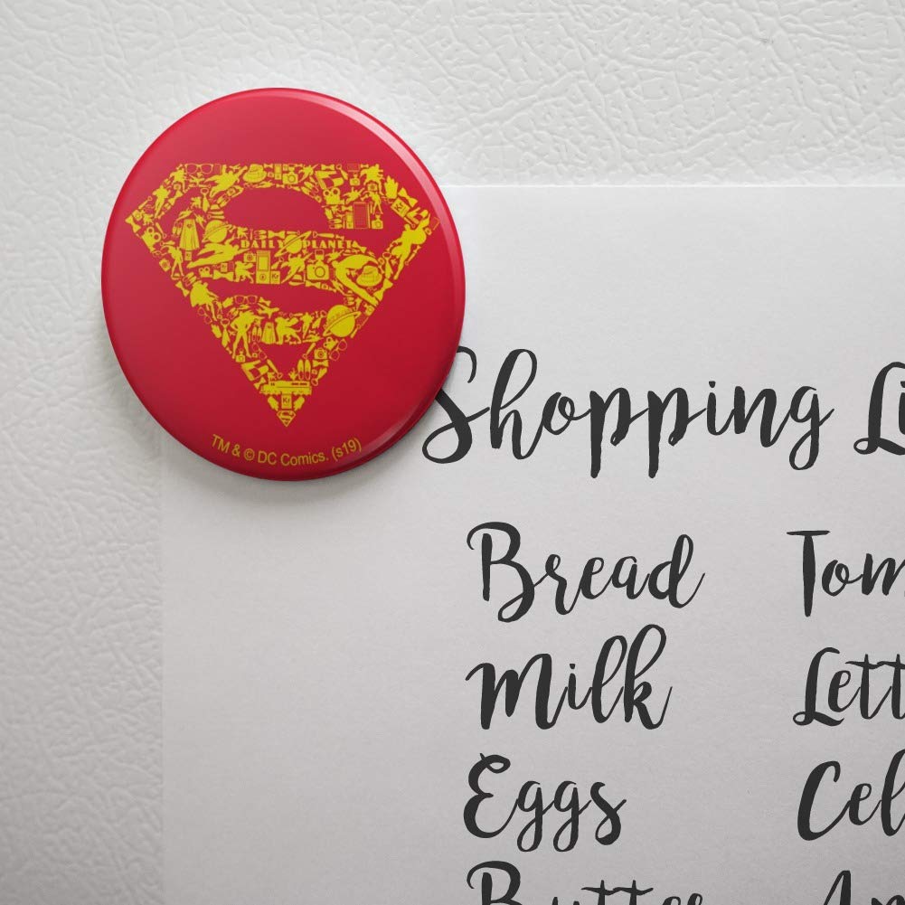 Superman Logo Refrigerator Magnet - Officially Licensed DC Comics Collectible for Kitchen, Lockers & Office Decor - Strong Adhesive Fridge Magnets for Notes, Photos & Memos
