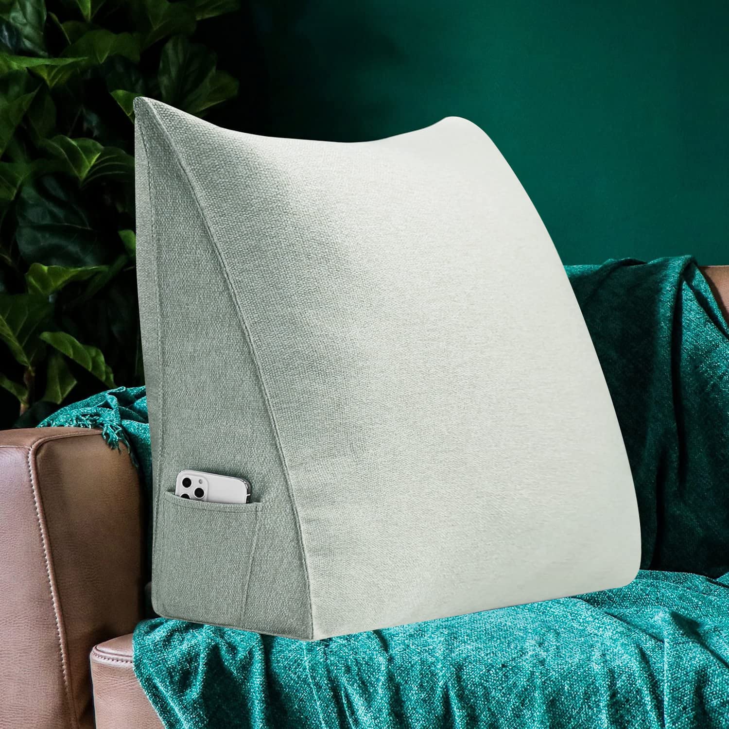 Orthopedic Bed Wedge Pillow for Back Support - Adjustable Reading & Sitting Pillow for Lumbar Relief, Sofa & Office Chair Cushion with Removable Cover (Beige) - Perfect for Sleeping, Reading, Watching TV & Post-Surgery Recovery