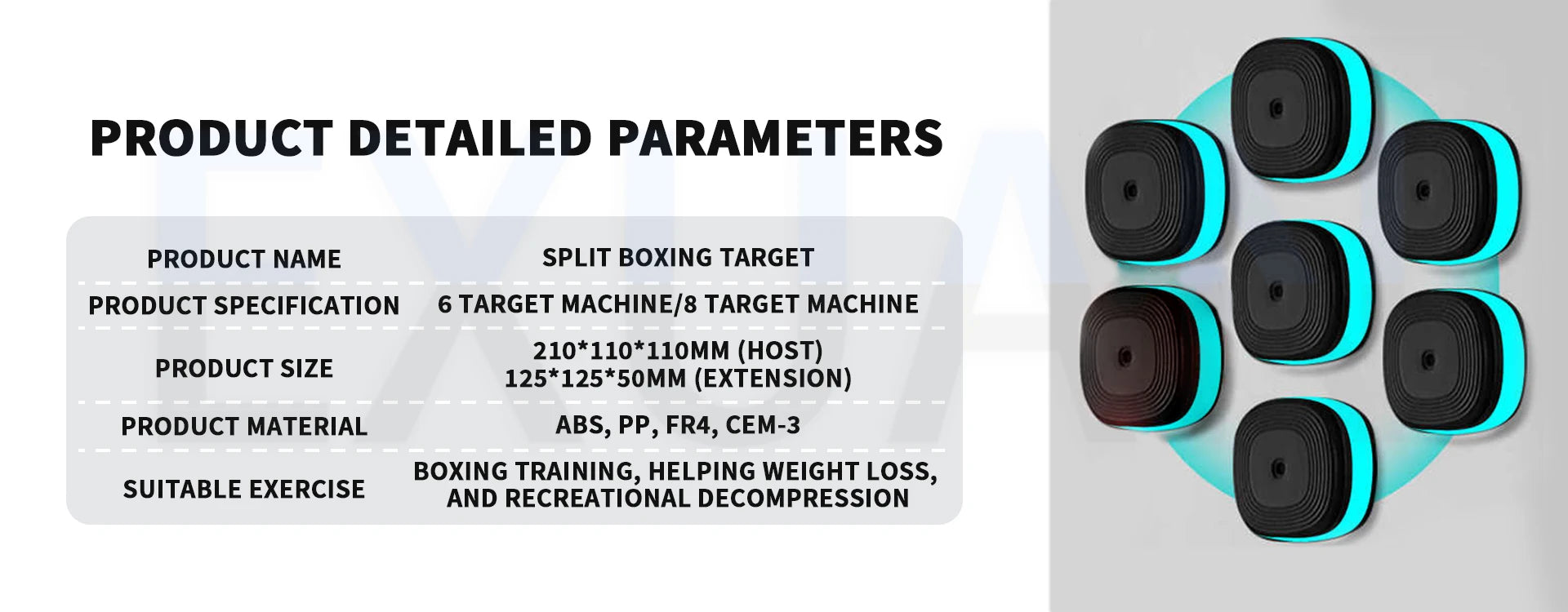 Smart Split-Type Music Boxing Machine with 8 Adjustable Targets - Boxing Training & Stress Relief for Kids & Adults - Perfect for Home Gym, Fitness & Family Fun