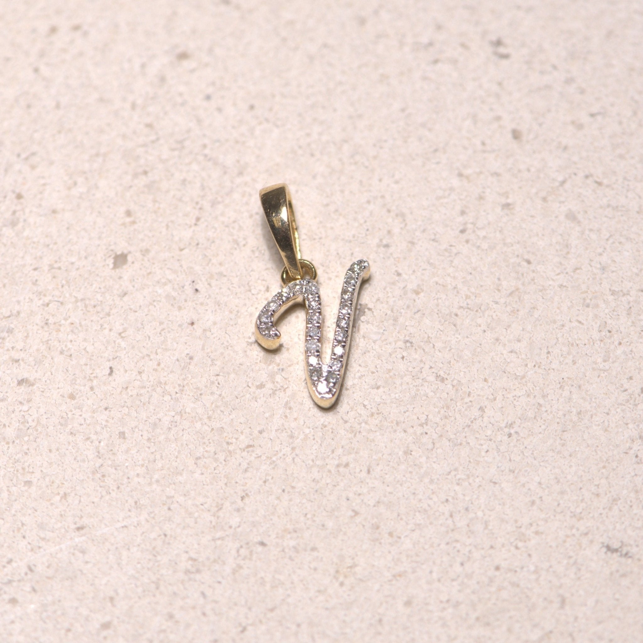 14K Yellow Gold Cursive Diamond Initial Necklace - Personalized Name Pendant for Women, Elegant Monogram Jewelry Gift for Her | Perfect for Birthdays, Anniversaries & Everyday Wear