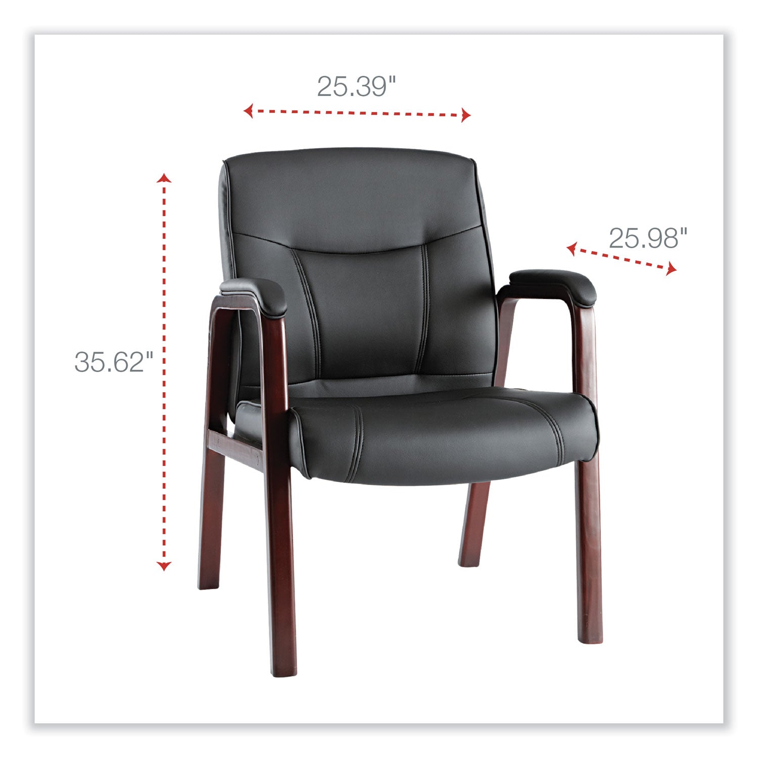 Alera Madaris Series Bonded Leather Office Guest Chair with Wood Trim Legs - 25.39