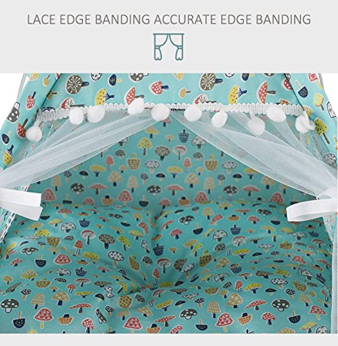 Foldable Pet Tent House - Portable Soft Bed for Dogs & Cats (Large, Green Fruits) - Perfect for Indoor/Outdoor Camping, Travel & Home Use