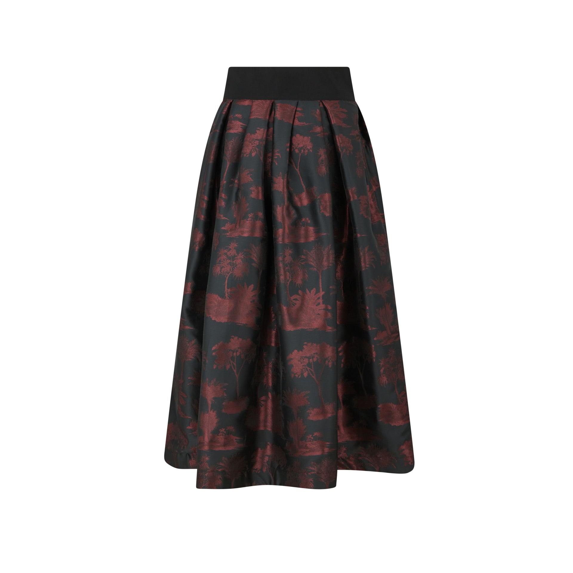 Korie Women's Floral Jacquard Skirt - Elegant High Waist A-Line Midi Skirt for Spring Summer, Perfect for Office, Date Night & Vacation Outfits