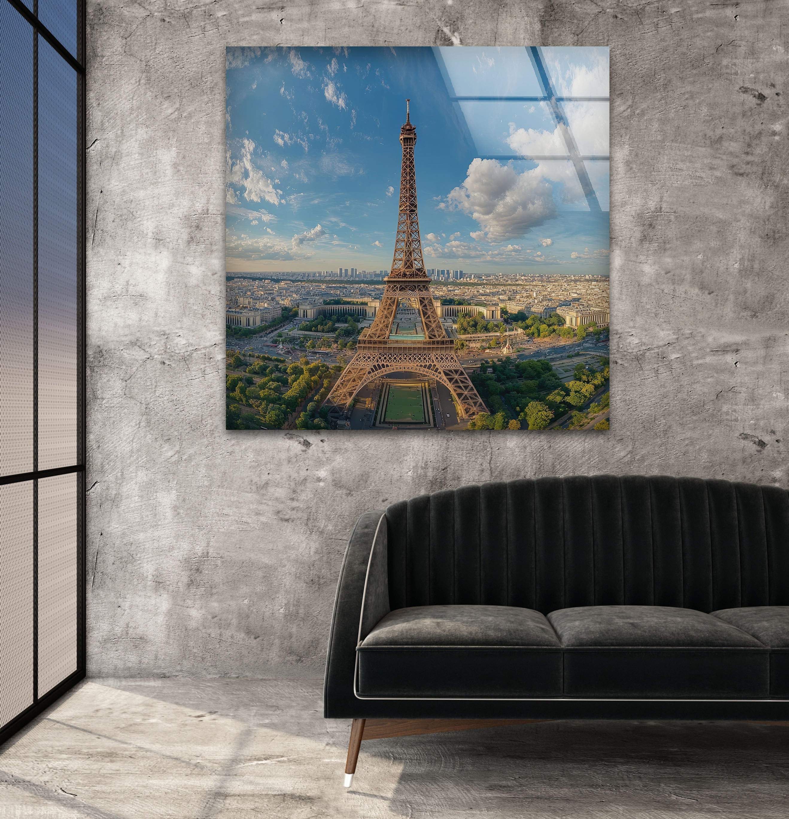 Paris Eiffel Tower Glass Wall Art - Elegant Landscape Decor for Living Room, Bedroom & Office
