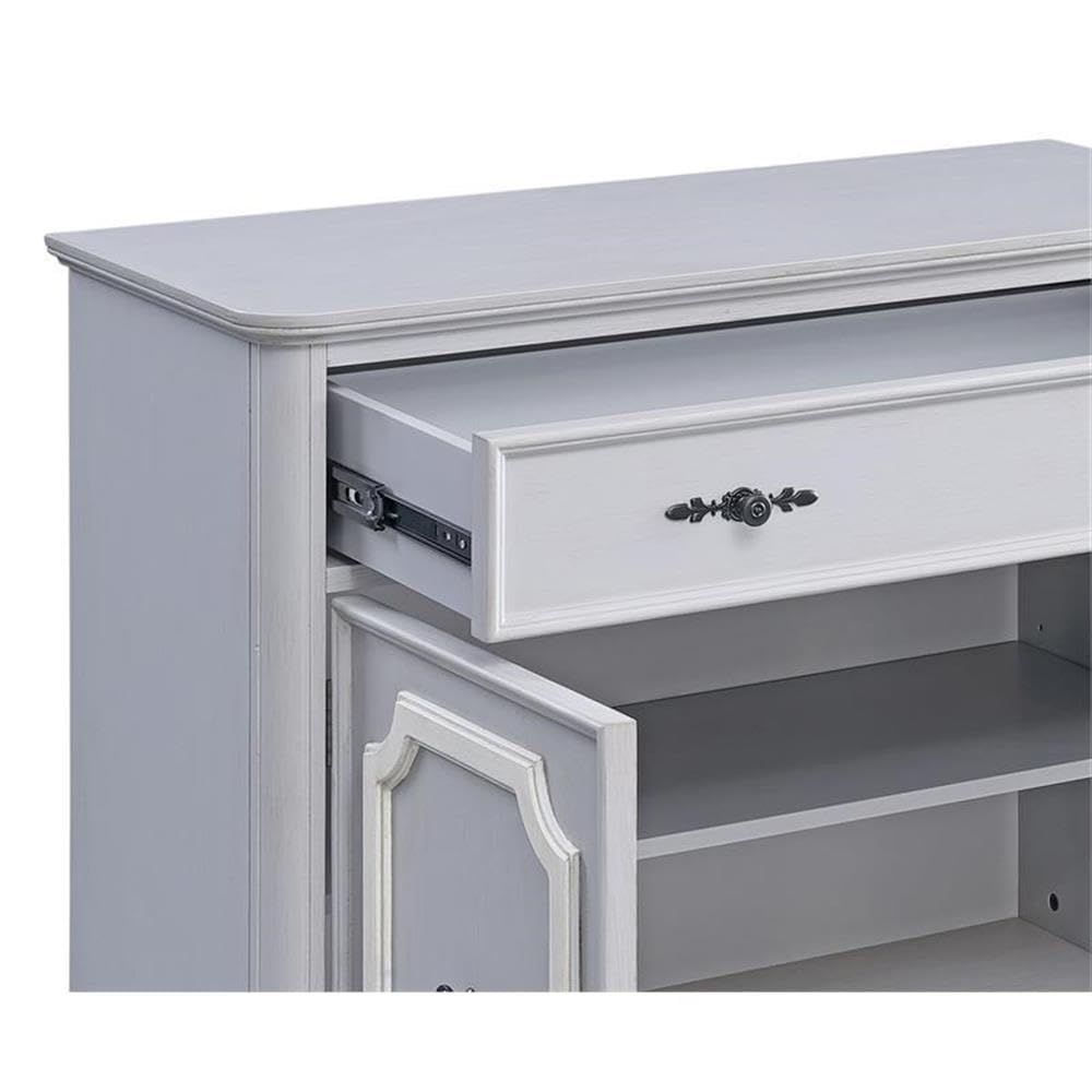 Gray Acme Enyin Wooden 1-Drawer Storage Cabinet with Double Doors - Perfect for Bedroom Closet Organization & Living Room Decor