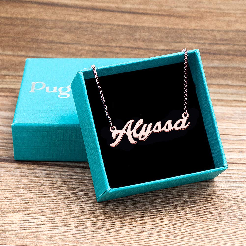 LoEnMe Personalized Rose Gold Plated Sterling Silver Name Necklace - Women's Custom Bear & Arrow Beaded Jewelry for Gifts, Anniversaries & Everyday Wear