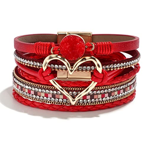A7：red leather warp bracelet